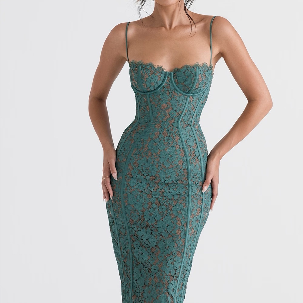 House of CB Joelle Forest Lace Midi Dress